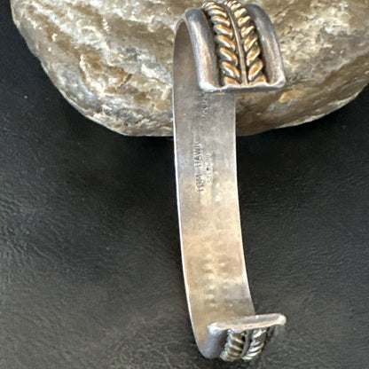 12K Gold filled Navajo Sterling Silver Twist Wire Cuff Bracelet 18123