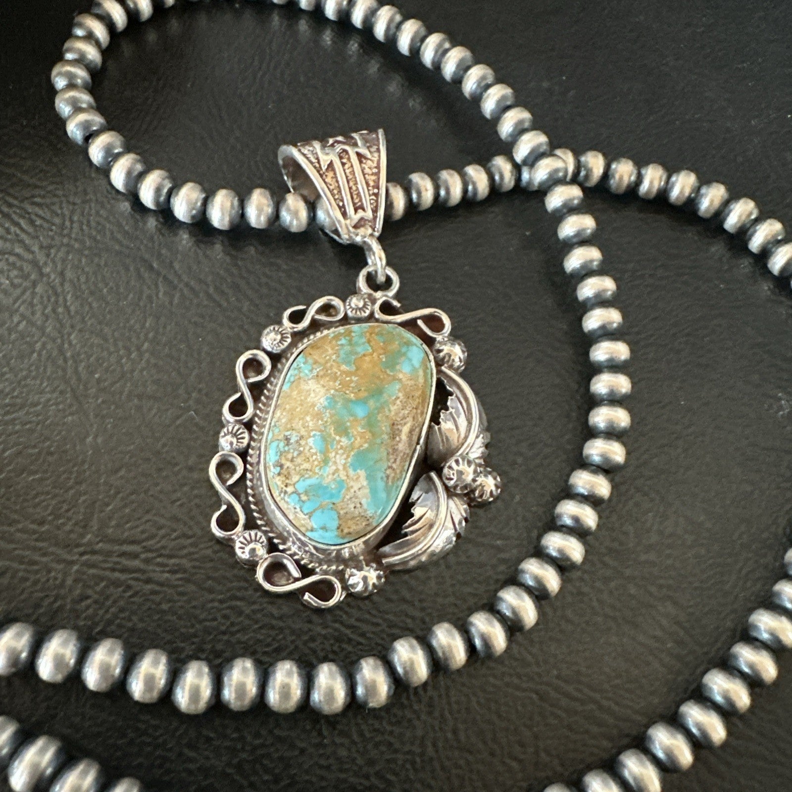 WoMens Navajo Pearls Sterling Silver Royston Turquoise Necklace Pendant 19362