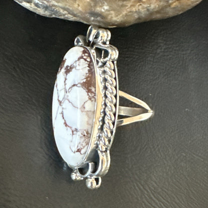Men’s Womens Wild Horse Turquoise Navajo Sterling Silver Ring Size 8.5 18008