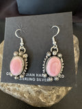 Handmade Pink Queen Conch Navajo Dangle Earrings Yazzie | Sterling Silver | Authentic Native American Handmade | 19535