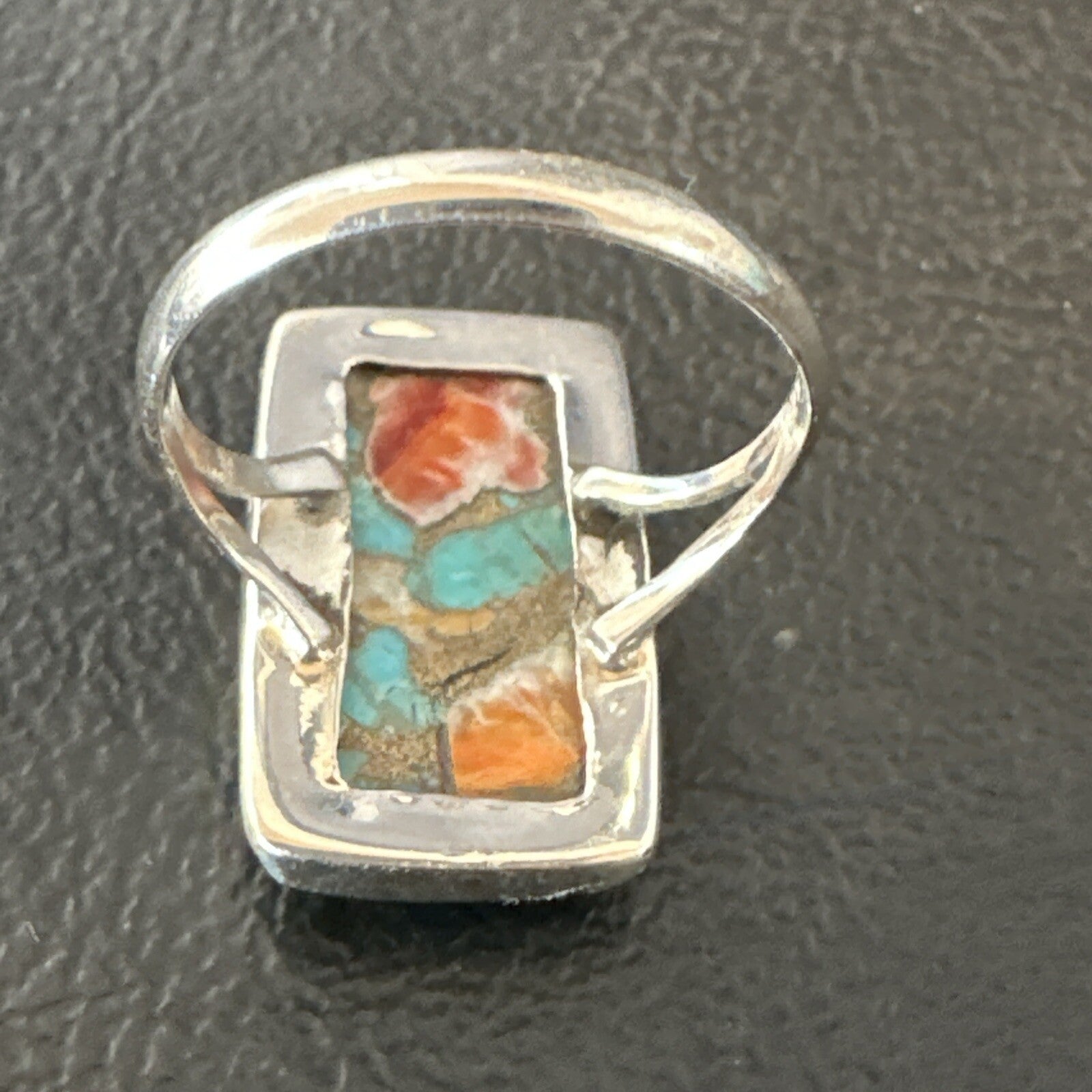 Blue Turquoise Spiny Oyster Southwestern Sterling Silver Ring Size 9 18467