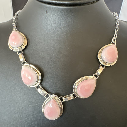 Navajo Pink Conch Choker Lariat Necklace Pendant Earrings 19” 18637