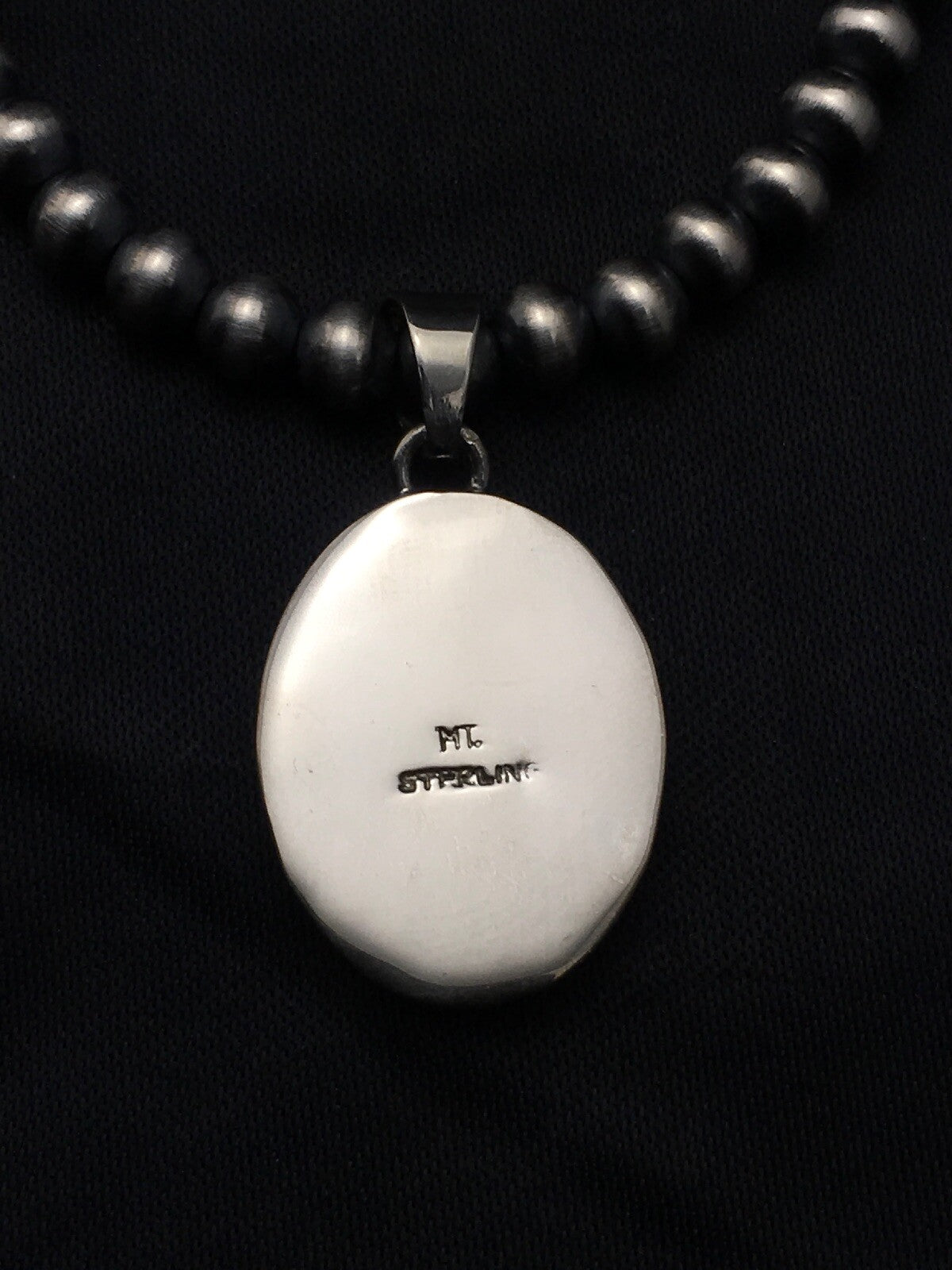 Native Opal Inlay Pendant Navajo Pearls Sterling Silver Necklace 4400