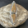 Navajo Ribbon Boulder Turquoise Ring Size 7.5 | Sterling Silver | Authentic Native American Handmade | 18613