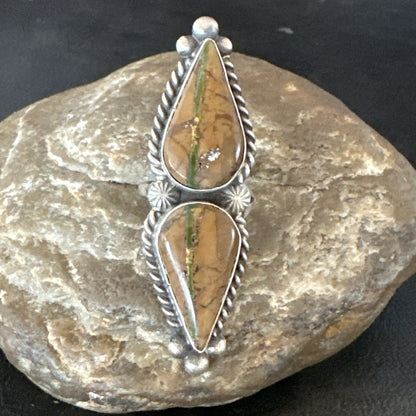 Navajo Sterling Silver Ribbon Boulder Turquoise Ring Size 7.5 18613