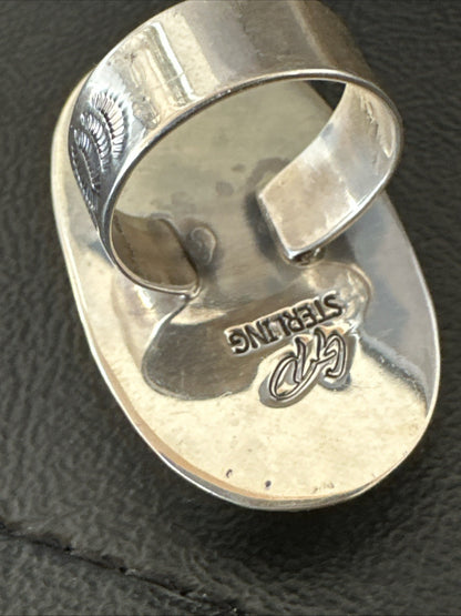 Native American Wild Horse Turquoise Navajo Sterling Silver Ring Size 8 19824