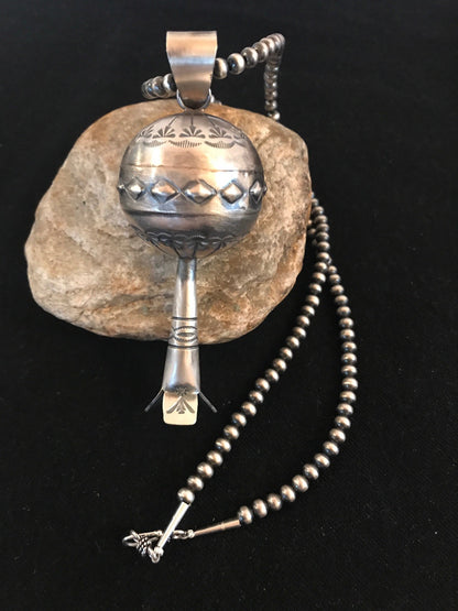 Navajo YAZZIE Sterling Silver LG Naja Necklace Pendant 4" 08394