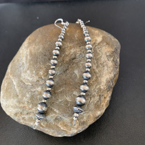 Navajo Beads Earrings 3.5" | Sterling Silver | Authentic Native American Handmade | 1698