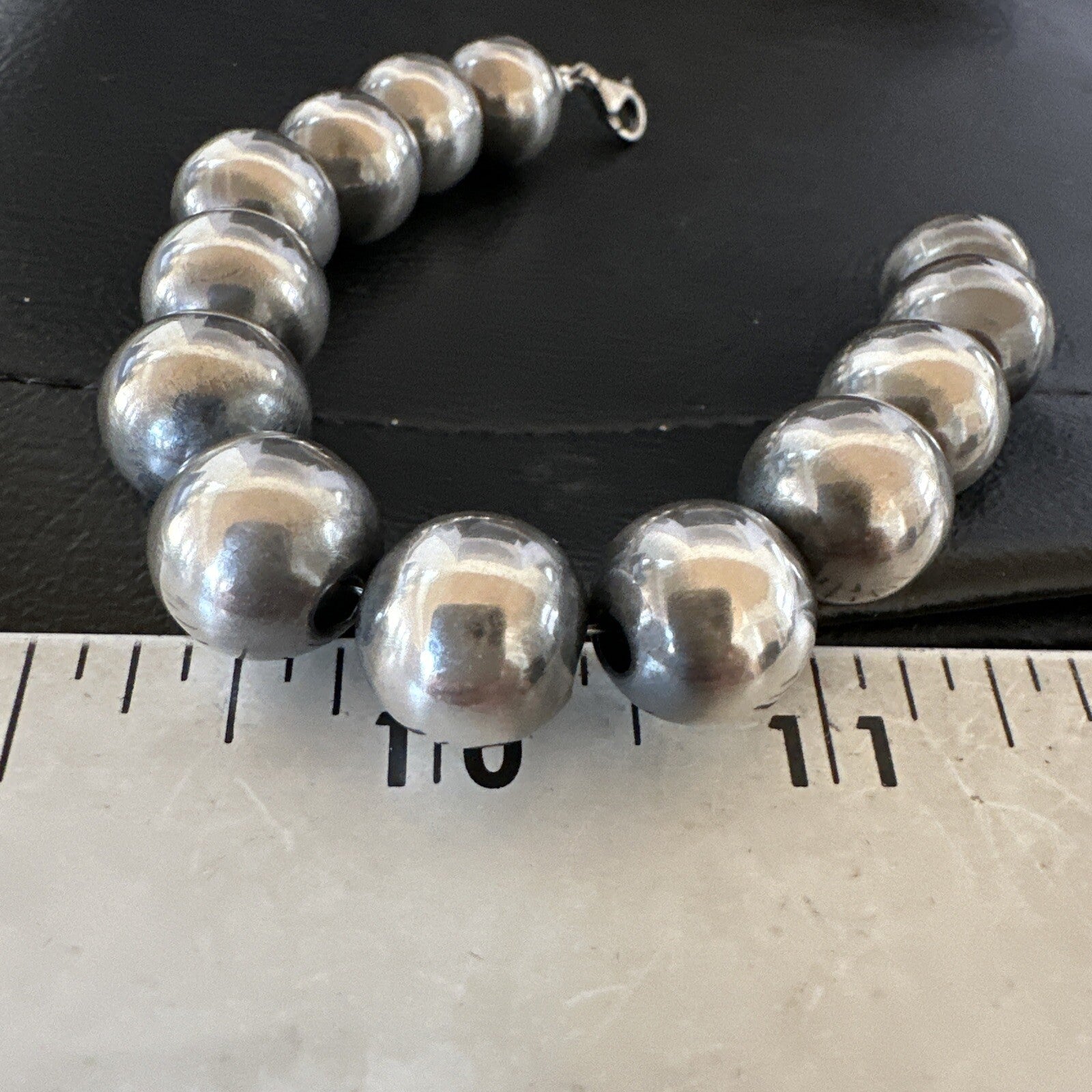 14mm Round Beads 7” Sterling Silver Beads Bracelet 91407