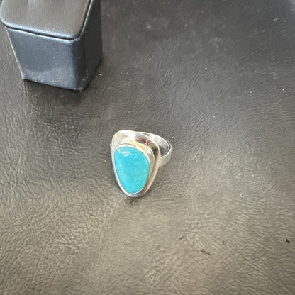 Southwestern Sterling Silver Blue Kingman Turquoise Ring Size 9 18526