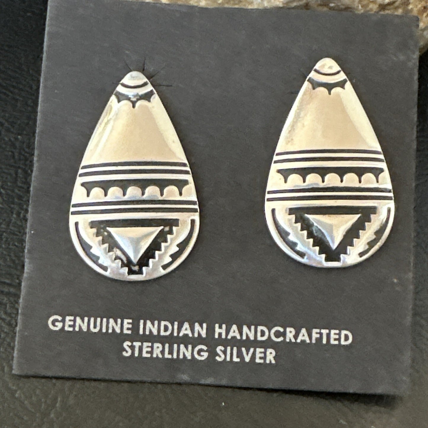 Old Pawn Navajo Stamped Sterling Silver Stamped Handmade Earrings 18174