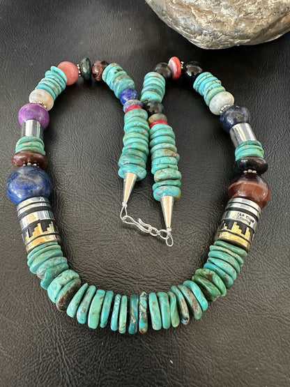 Tommy Rosita Singer T R Sterling Silver Blue Turquoise Bead Necklace 21 in 19412