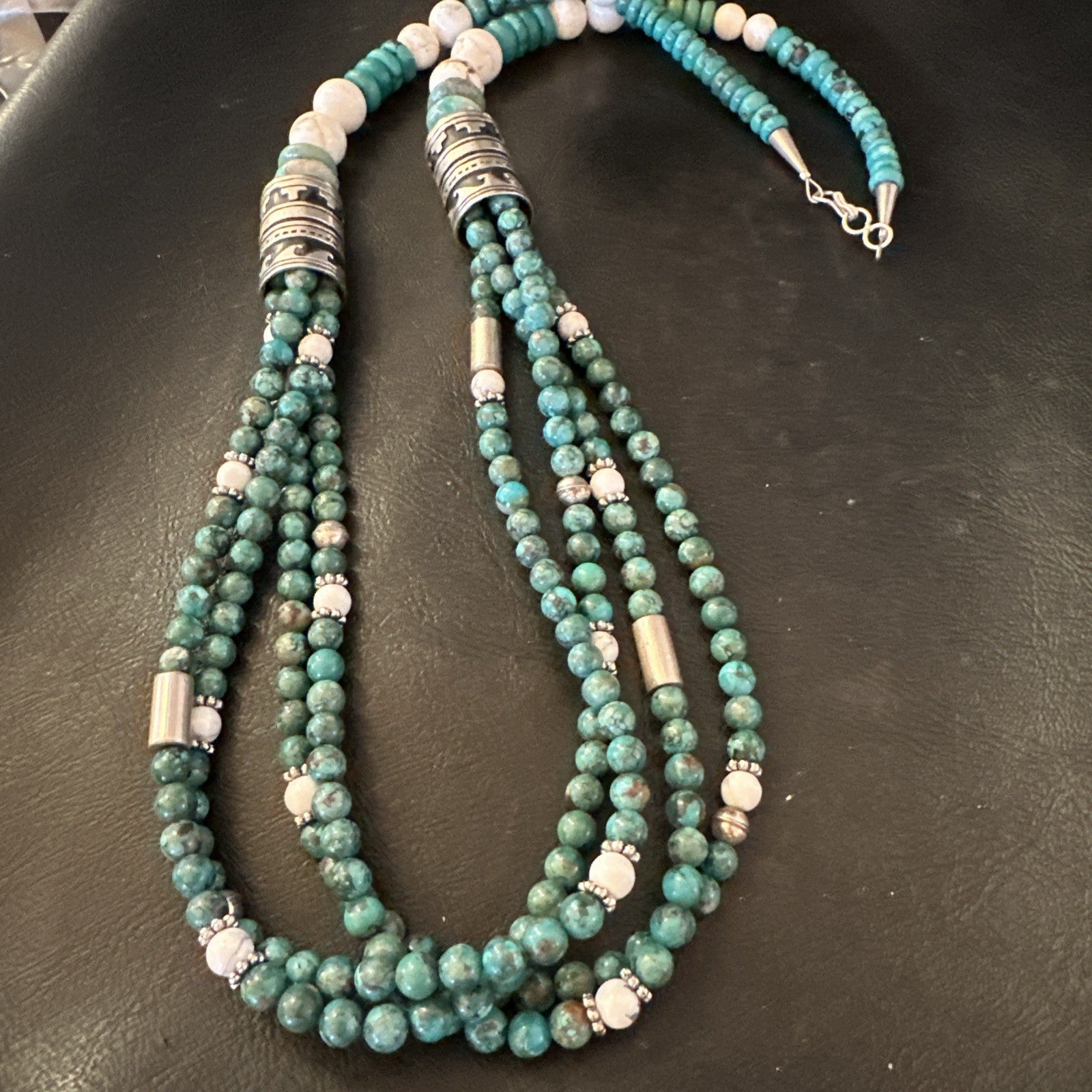 Tommy & Rosita Singer T R Sterling Silver Turquoise 4 Strand Necklace 30” 19758