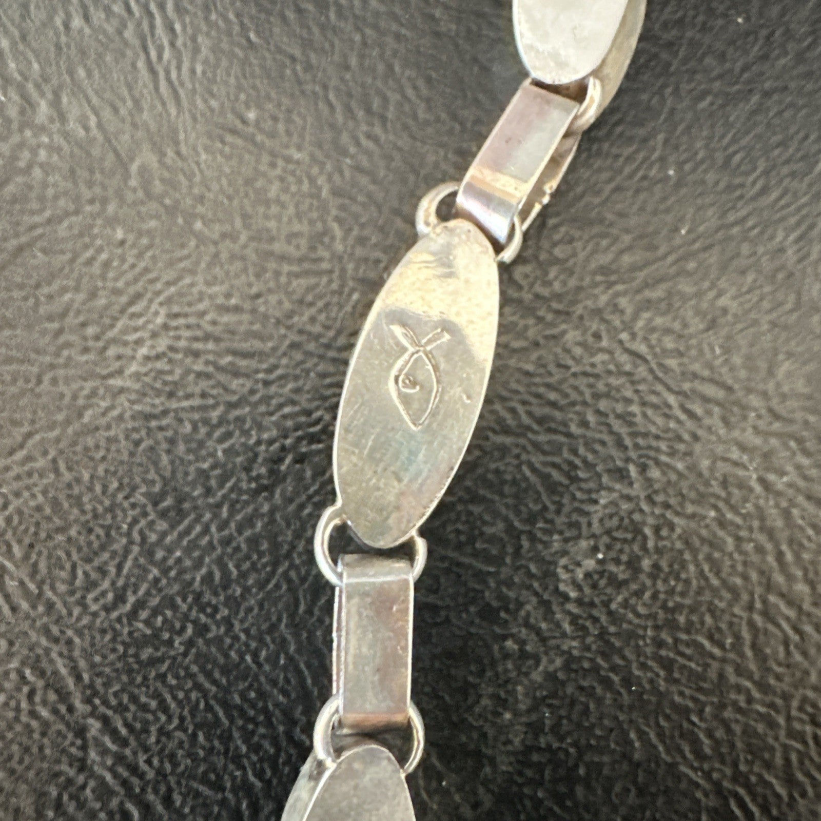 Women Old Pawn Blue Pava Shell Navajo Sterling Silver Link Bracelet 8” 19799