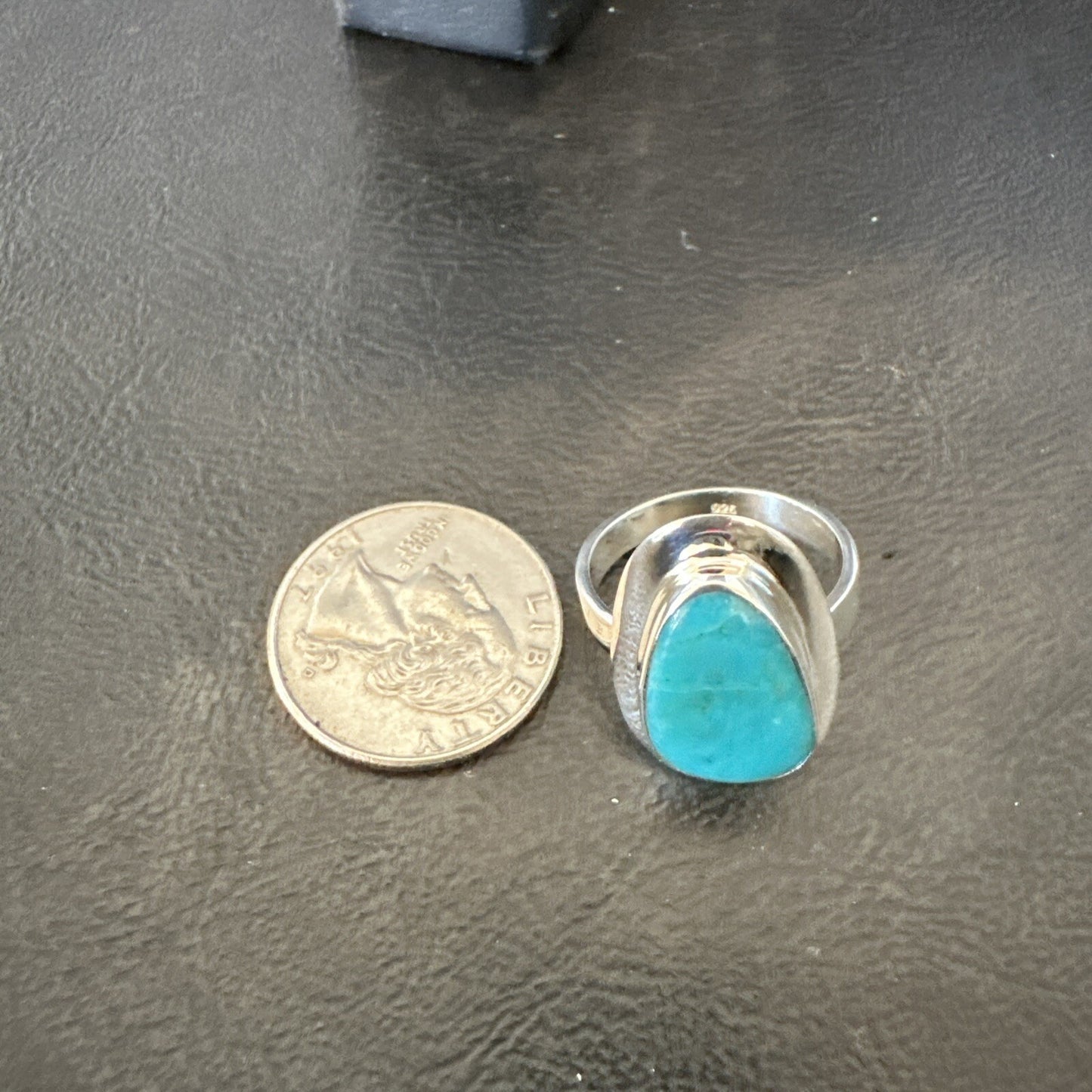 Southwestern Sterling Silver Blue Kingman Turquoise Ring Size 9 18526