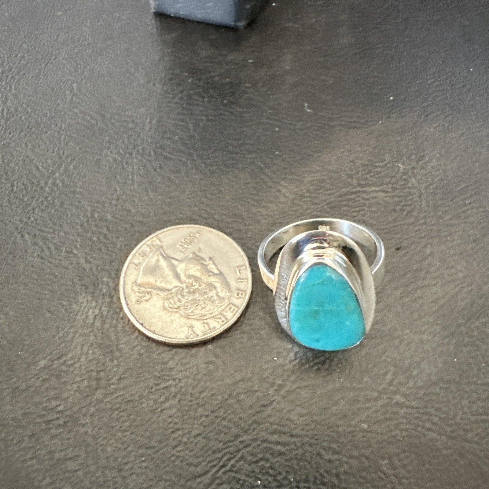 Southwestern Sterling Silver Blue Kingman Turquoise Ring Size 9 18526