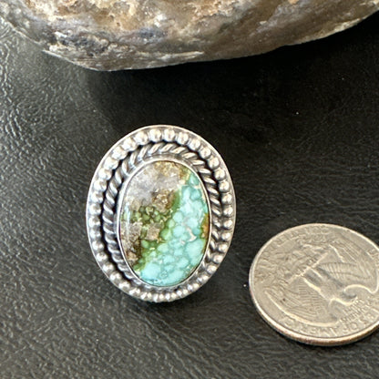Navajo Sterling Silver Green Royston Turquoise Ring Size 7 19630