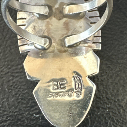 Mens Womens Wild Horse Turquoise Inlay Navajo Sterling Silver Ring Sz 9 19110