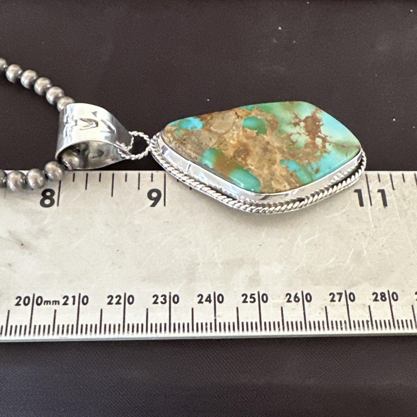Mens Women Navajo Sterling Silver Green Royston Turquoise Necklace Pendant 18050