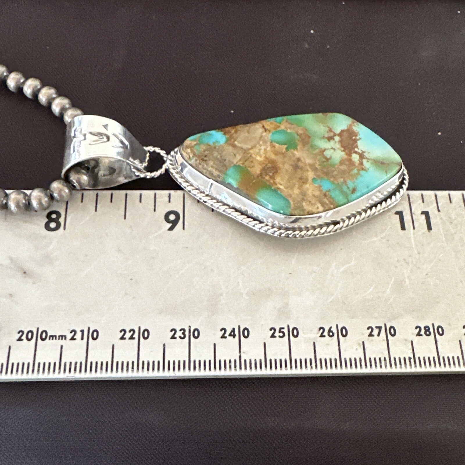 Mens Women Navajo Sterling Silver Green Royston Turquoise Necklace Pendant 18050