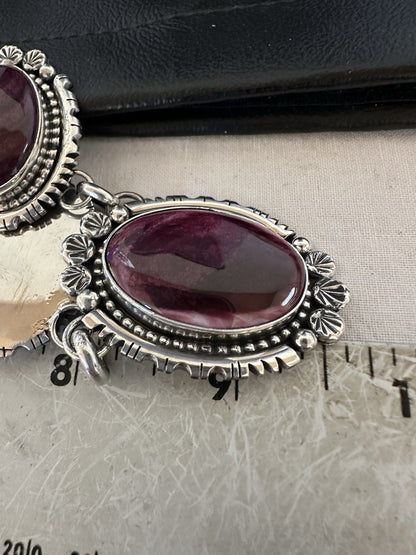 Purple Spiny Oyster Pendant Sterling Silver Choker Necklace 20" 19543