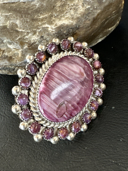 Womens Purple Spiny Oyster Navajo Sterling Silver Cluster Ring Size 9 19760