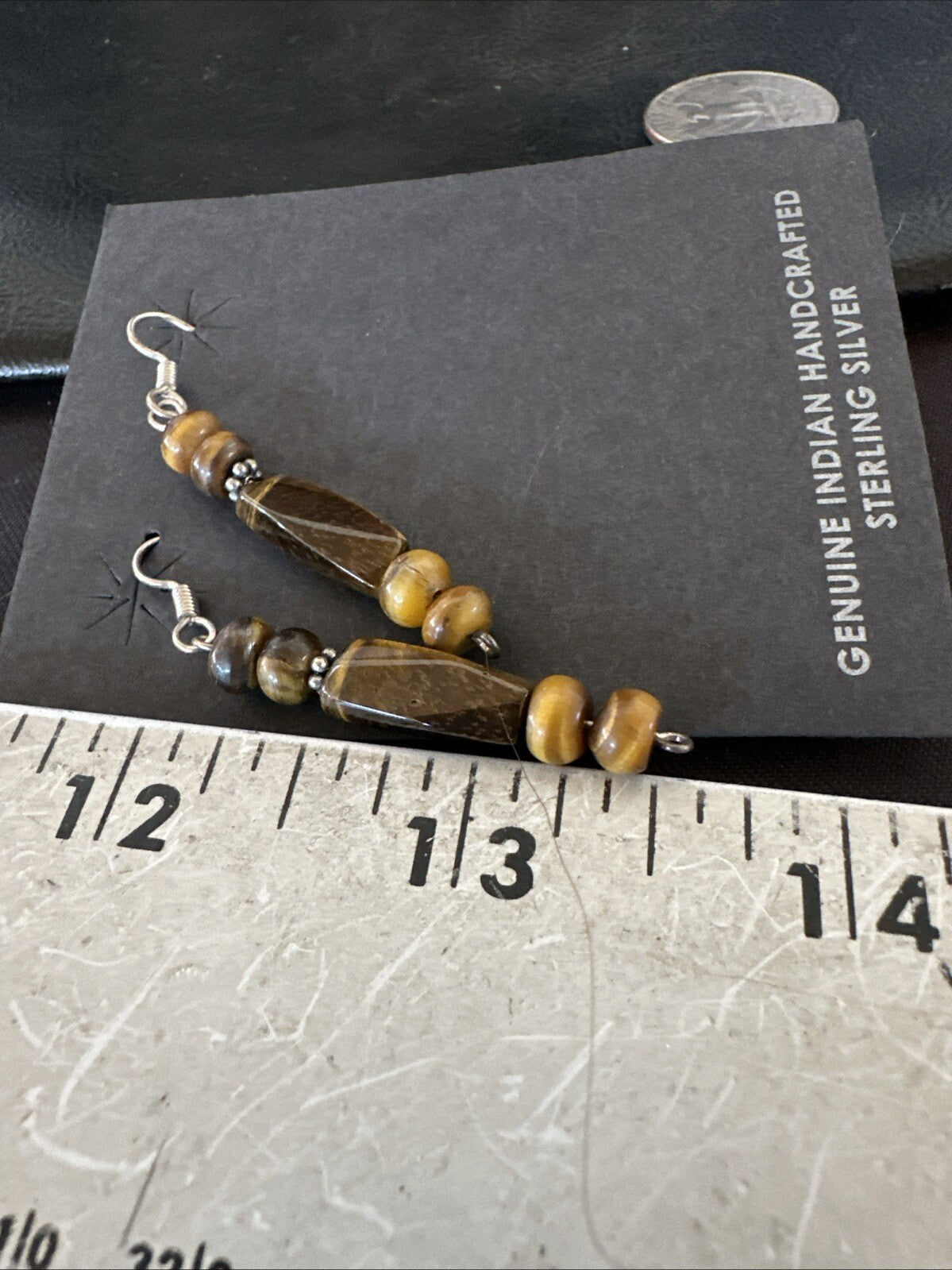 Brown Tigers Eye Southwestern Sterling Silver Earrings 18805