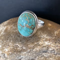 Navajo Blue Turquoise Ring Size 7 | Sterling Silver | Authentic Native American Handmade | 11415