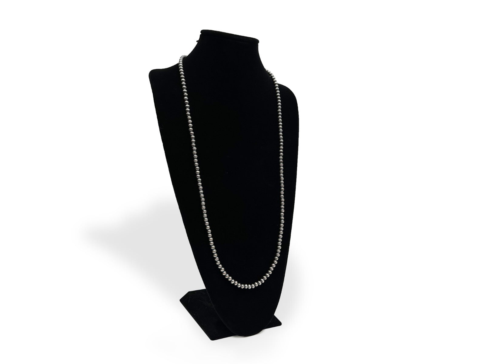 Native American 7mm Sterling Silver Navajo Pearls 36" Single Strand Necklace