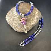 Balloon Orange Spiny Purple Pendant Navajo Necklace 22" | Sterling Silver | Authentic Native American Handmade | 18345
