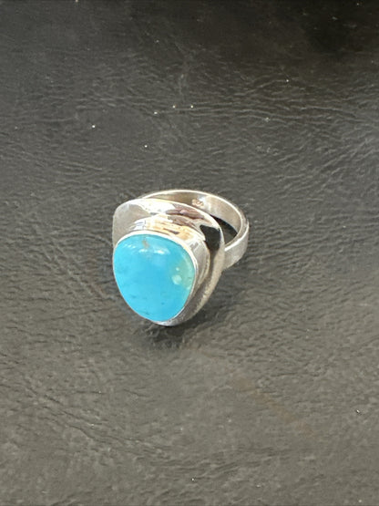 WoMens Sterling Silver Blue Kingman Turquoise Ring Size 7 17682