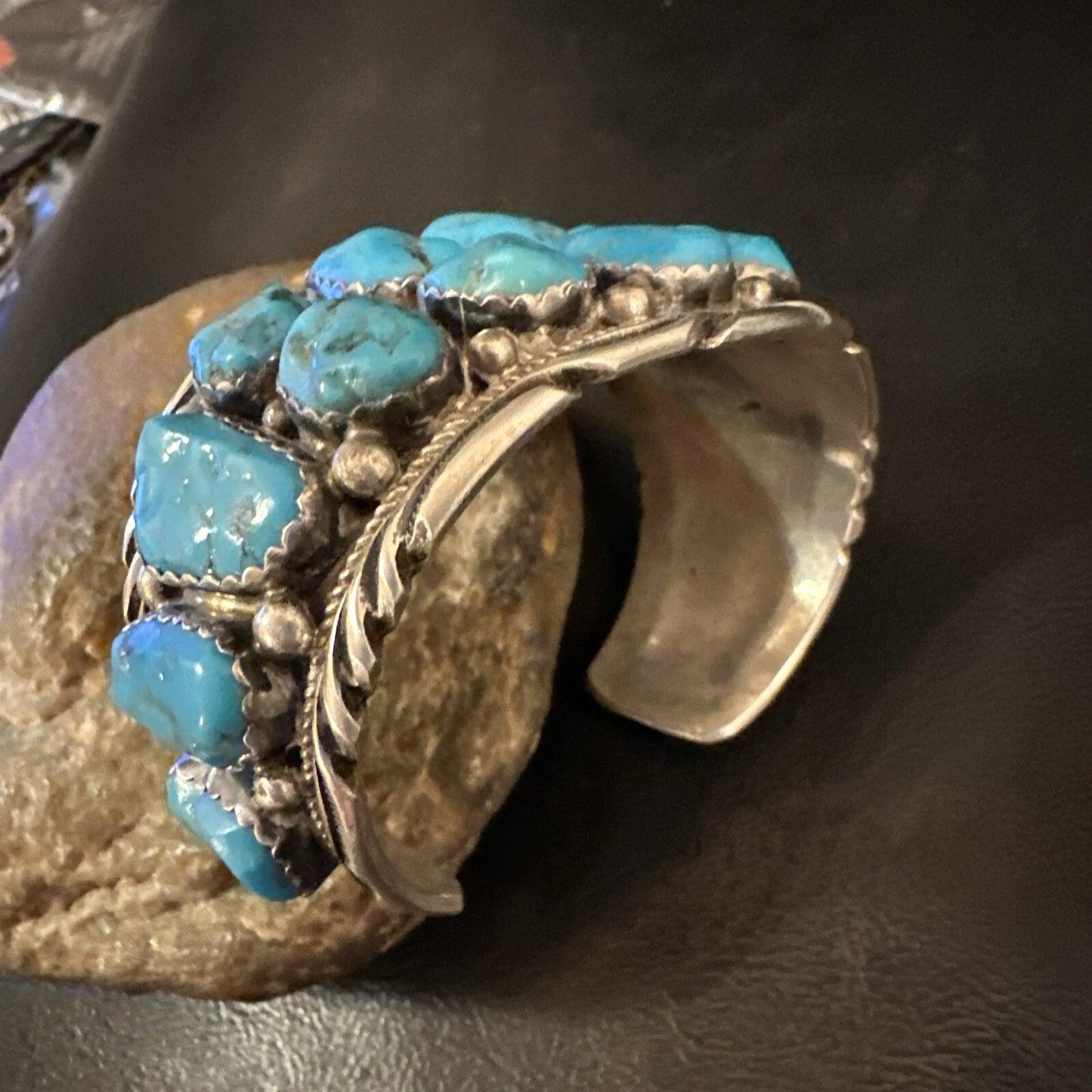 Sleeping  Beauty Kingman Turquoise Navajo Sterling Silver Cuff Bracelet 18138