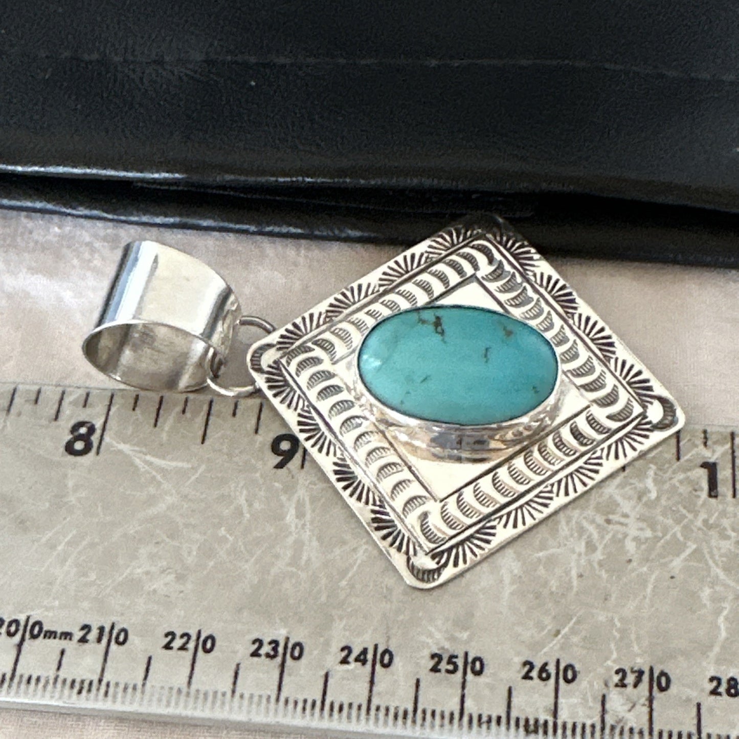 Men Women Blue Kingman Turquoise Pendant Navajo Sterling H Joe 19519