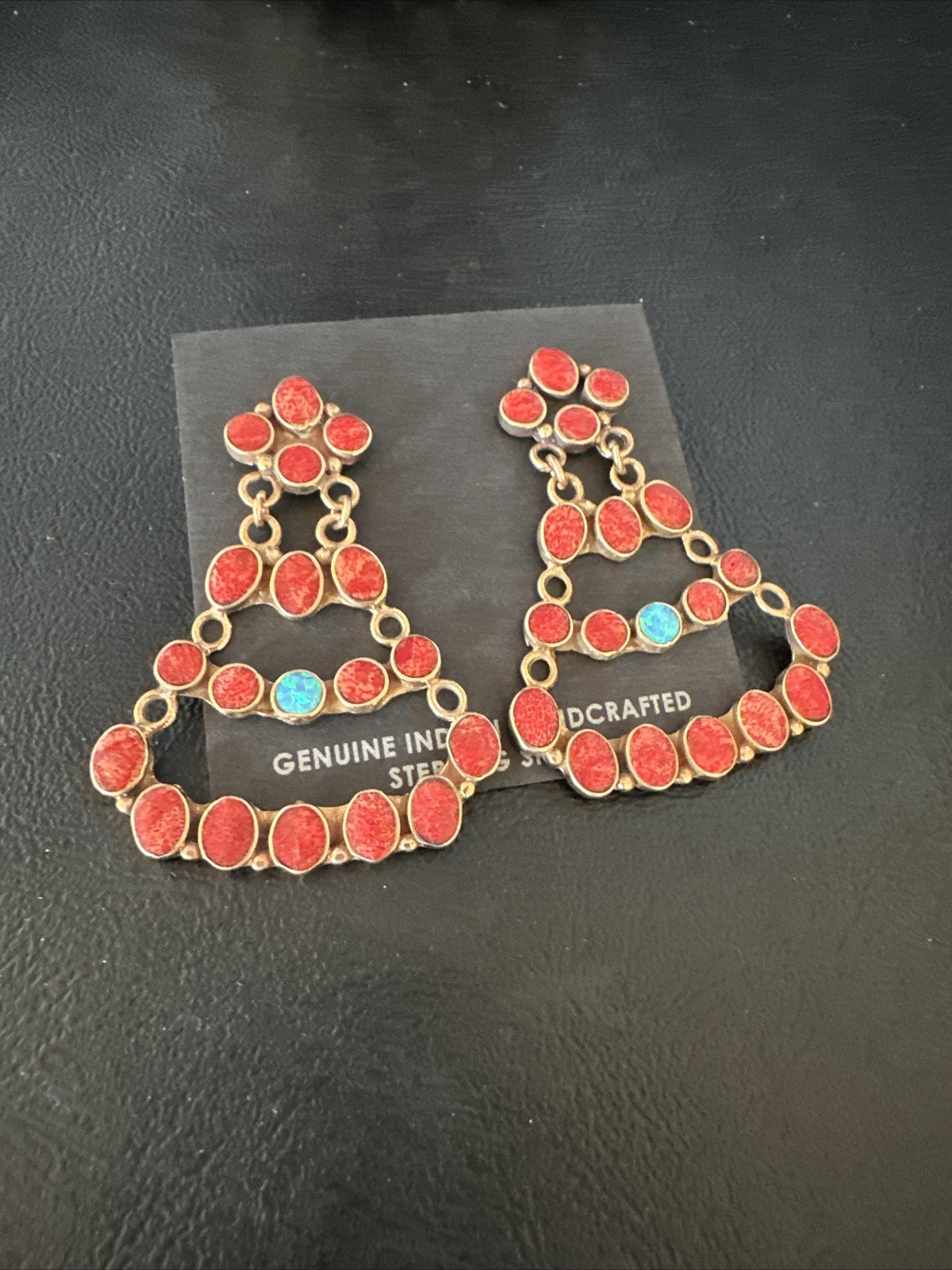 Womens Chandelier Opal Spiny Oyster Brass Dangle Earrings 14940
