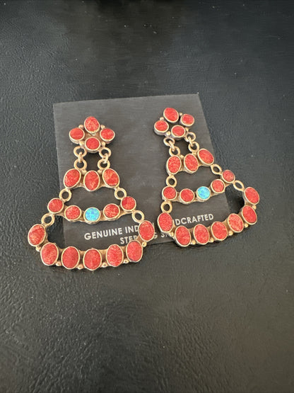Womens Chandelier Opal Spiny Oyster Brass Dangle Earrings 14940