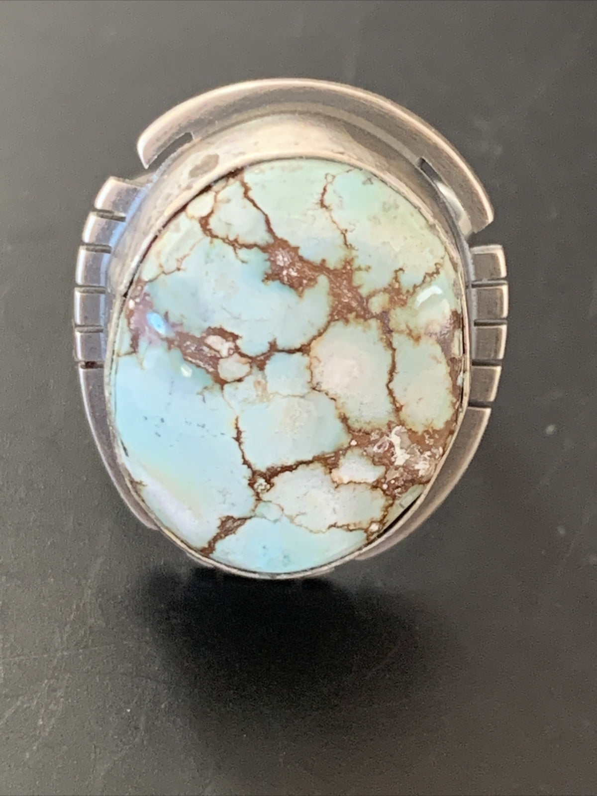 Blue Golden Hill Turquoise Navajo Sterling Silver Ring Size 6 14847