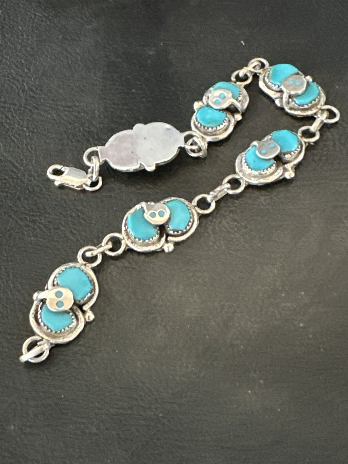 ZUNI Blue Kingman Turquoise Sterling Silver Snake Bracelet 18687