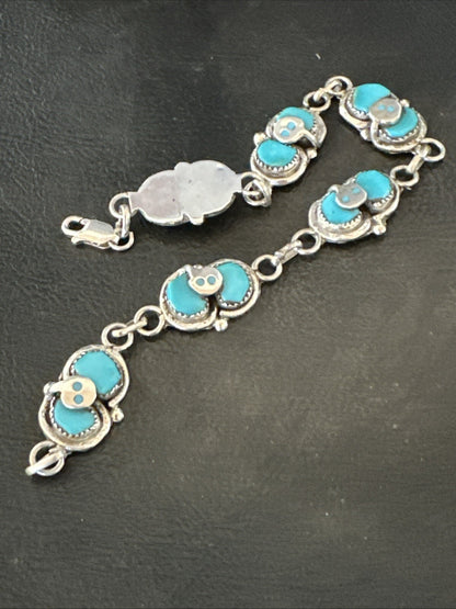 ZUNI Blue Kingman Turquoise Sterling Silver Snake Bracelet 18687