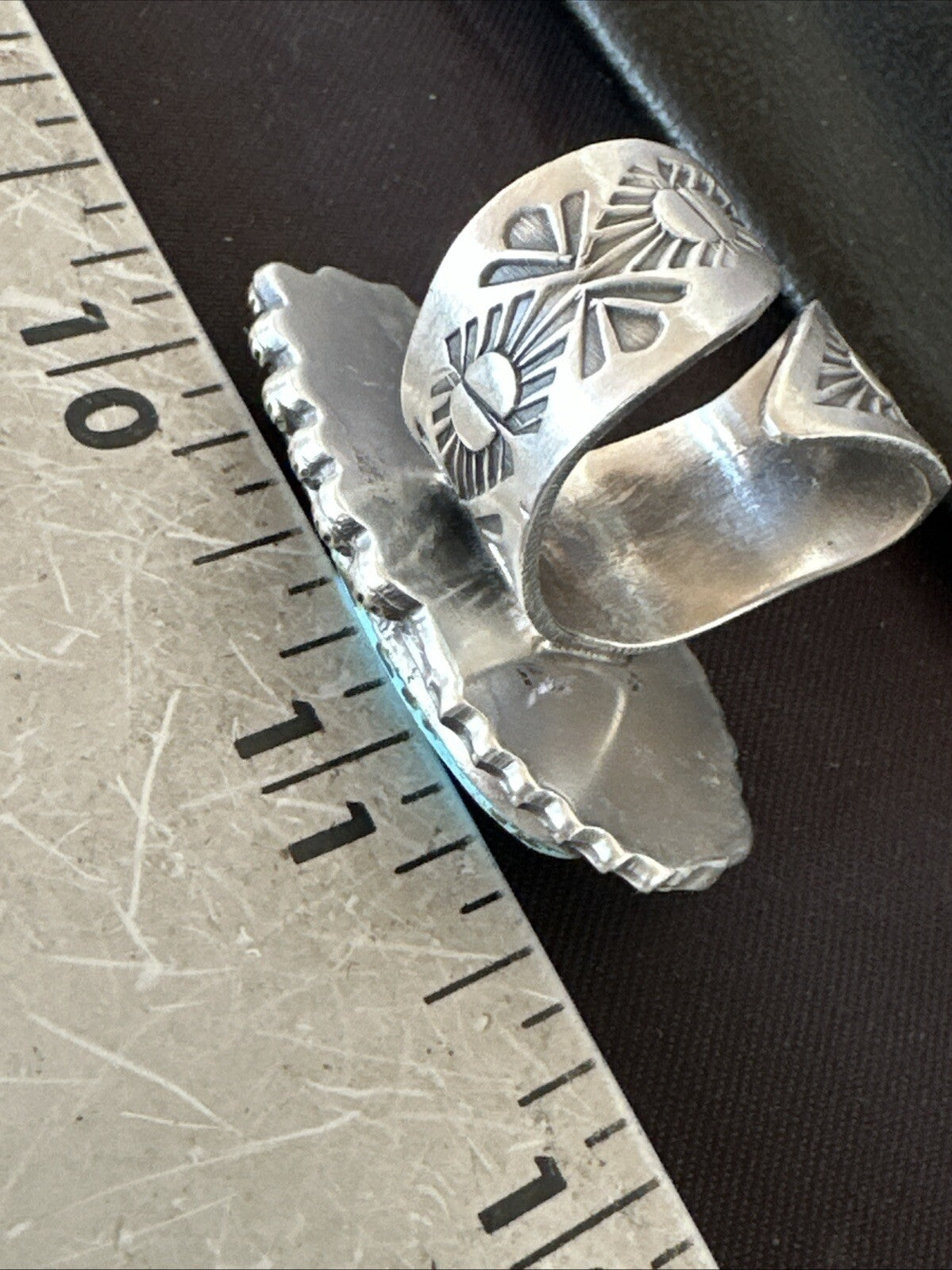 Navajo Sterling Silver Blue Kingman Turquoise Adjustable Ring Sz 7 18772