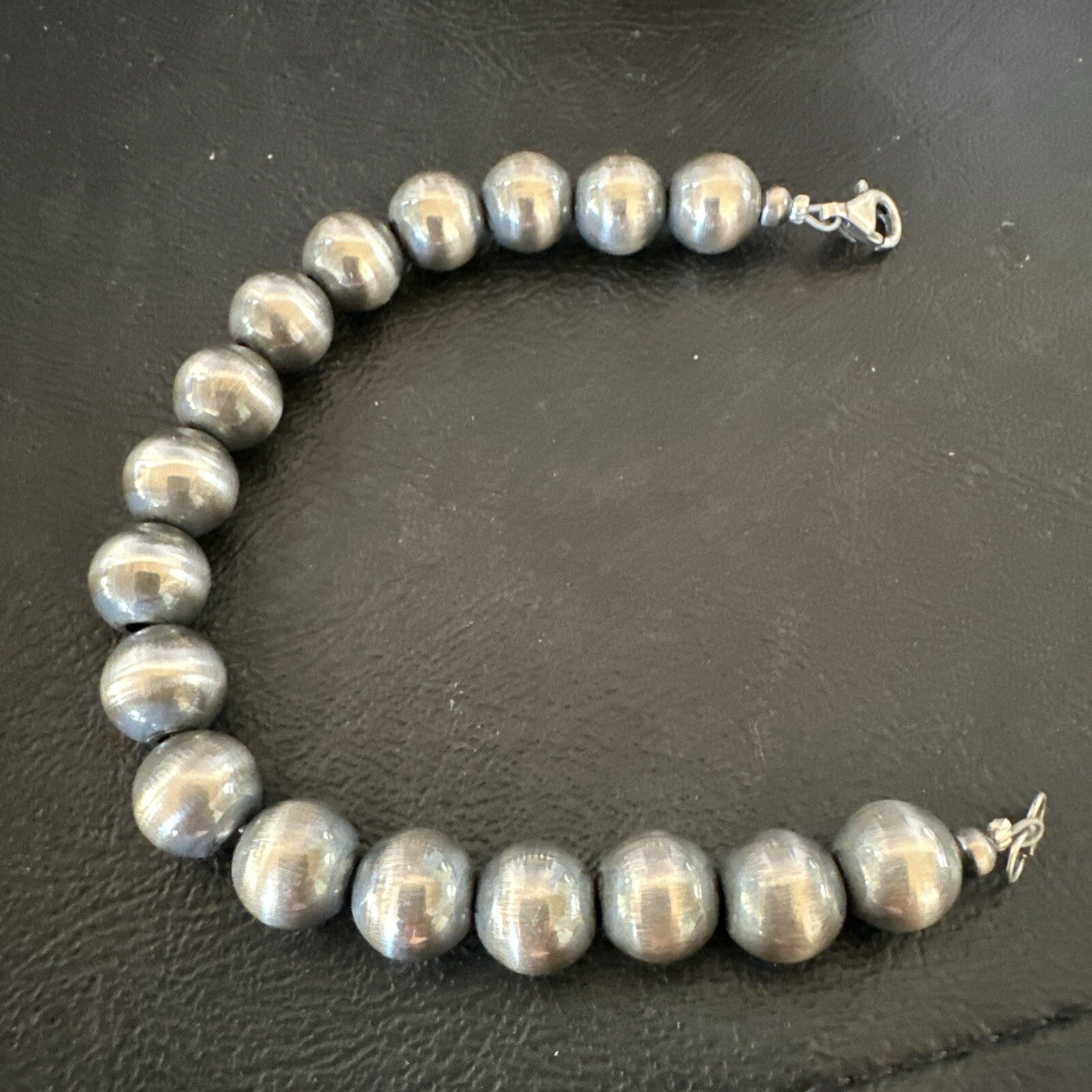10mm Round Beads 7” Sterling Silver Beads  Bracelet 91007