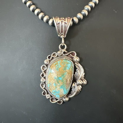 WoMens Navajo Pearls Sterling Silver Royston Turquoise Necklace Pendant 19362