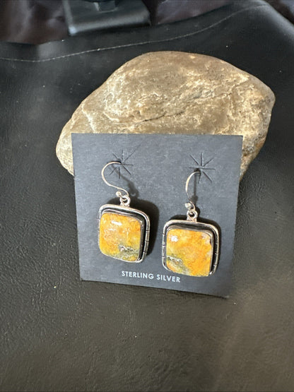 Womens Bumblebee Jasper Navajo Sterling Silver Earrings 15837