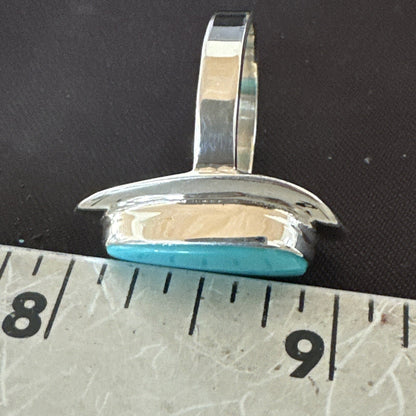 Southwestern Sterling Silver Blue Kingman Turquoise Ring Size 9 18530