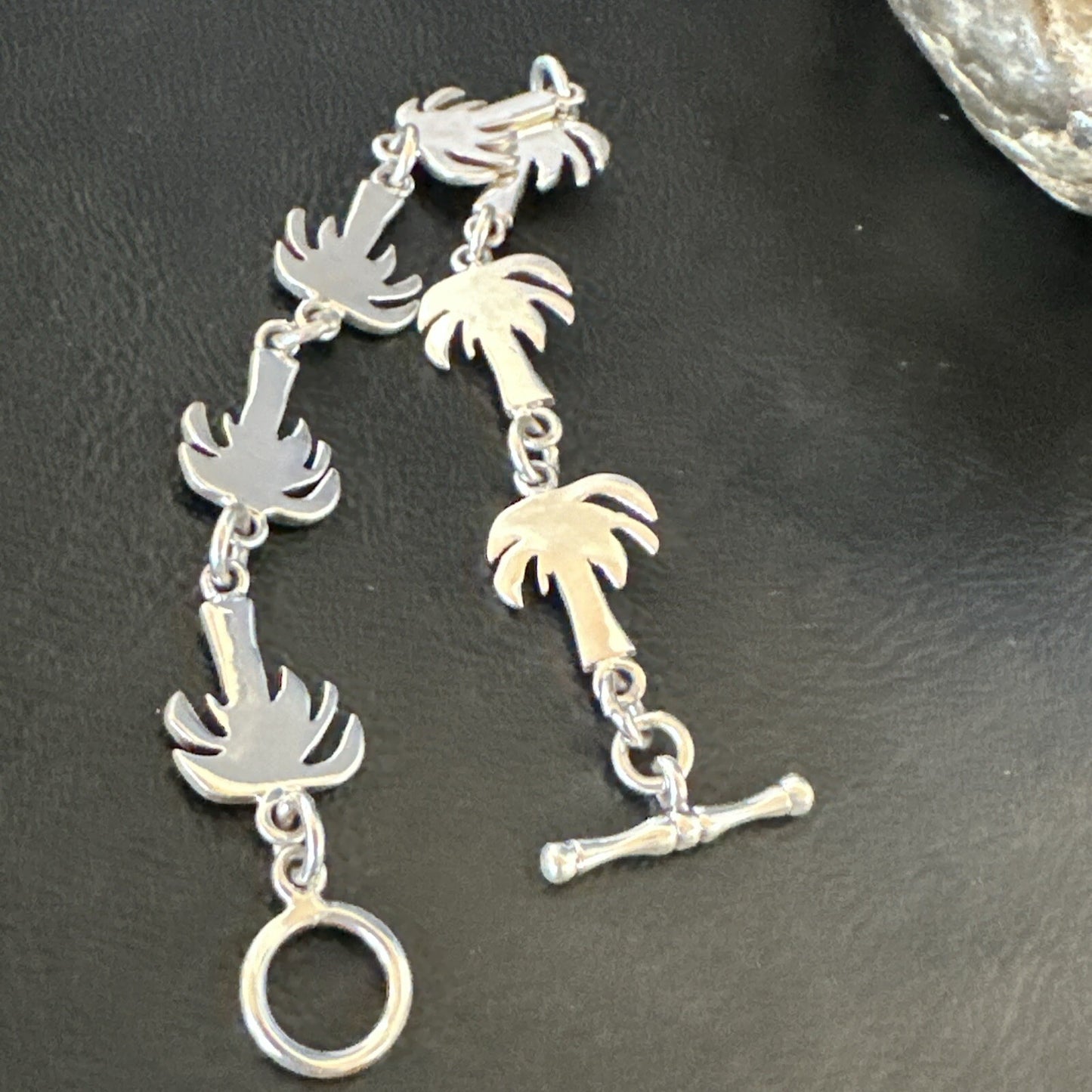 Palm Tree Old Pawn Sterling Silver Link Bracelet 7” 18130