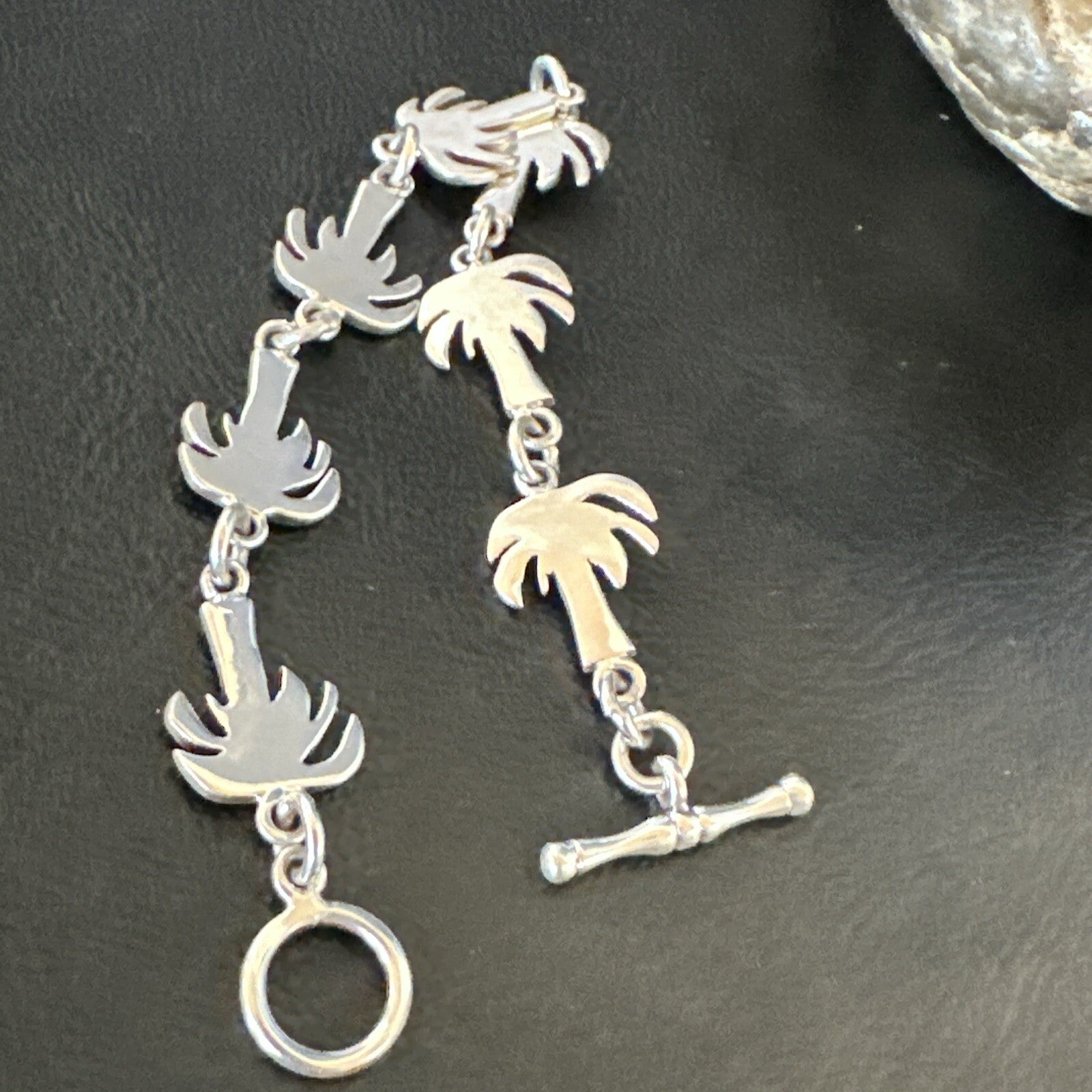 Palm Tree Old Pawn Sterling Silver Link Bracelet 7” 18130