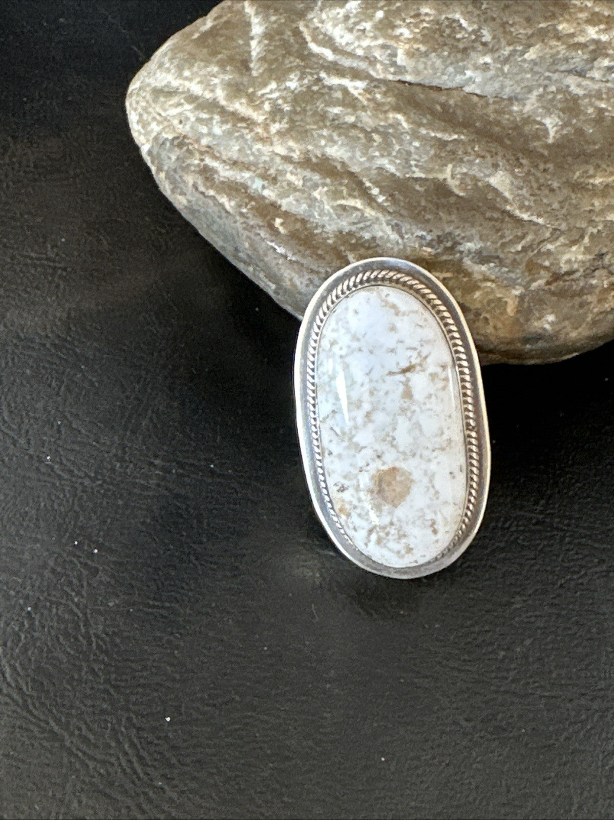 Native American Wild Horse Turquoise Navajo Sterling Silver Ring Size 8 19824