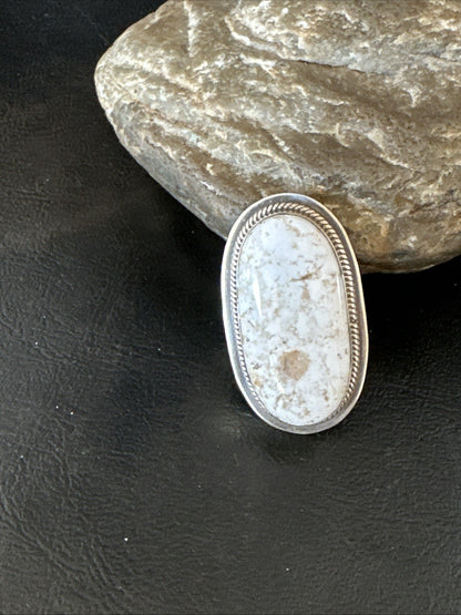 Native American Wild Horse Turquoise Navajo Sterling Silver Ring Size 8 19824