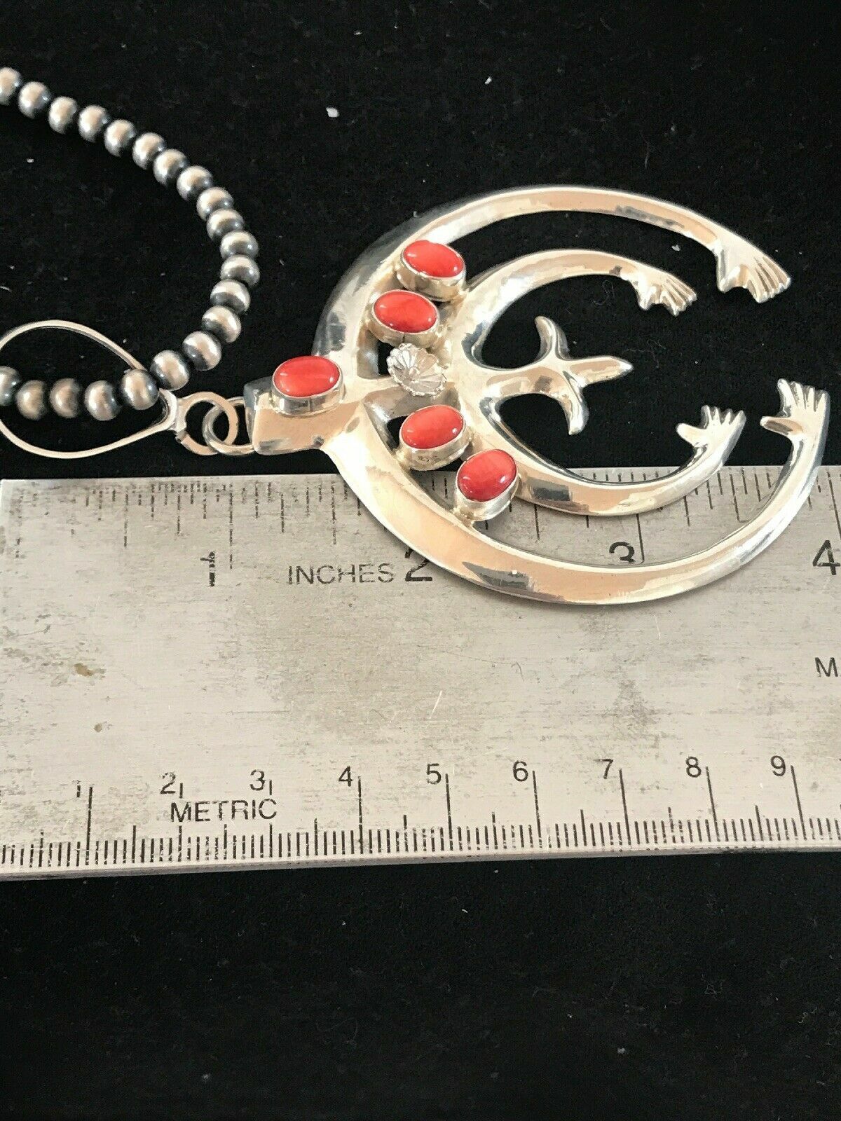 Spiny Oyster Pendant Navajo Sterling Silver Squash Blossom Necklace 01209