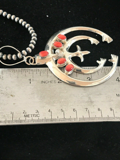 Spiny Oyster Pendant Navajo Sterling Silver Squash Blossom Necklace 01209