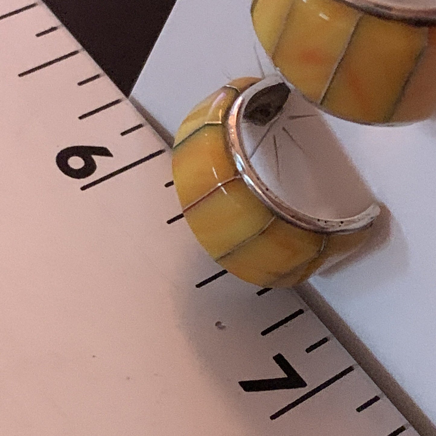 Gold Yellow Spiny Oyster Navajo Sterling Silver Earrings 02075